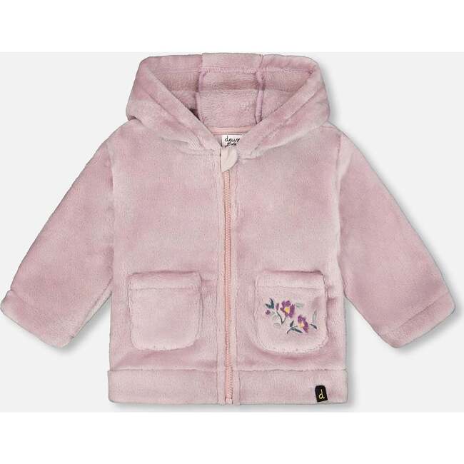 Hooded Zip Plush Jacket, Neutral Purple