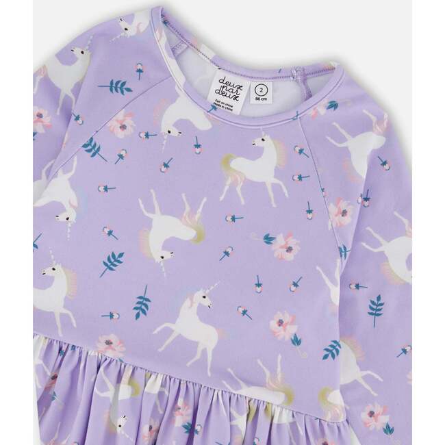 Jersey Dress with Pockets, Lilac Unicorn Print - Dresses - 4