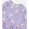 Jersey Dress with Pockets, Lilac Unicorn Print - Dresses - 4