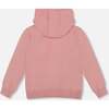 Hooded Knit Cardigan with Unicorn Intarsia, Dusty Pink - Cardigans - 3