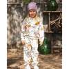 Glittering French Terry Sweatpant, Beige Cat Print - Sweatpants - 2