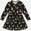 Half Button Jersey Dress, Black Dalmatian Print - Dresses - 1 - thumbnail