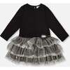 Glittering Mesh Skirt Party Dress, Black - Dresses - 1 - thumbnail