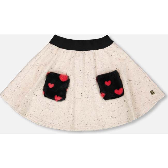 Glittering French Terry Skirt, Beige and Black