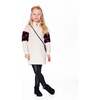 Hooded Glittering French Terry Dress Beige with Heart Bag, Beige and Black - Dresses - 2