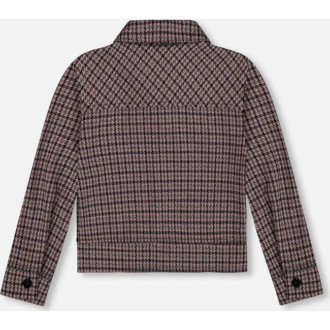 Jacquard Knit Jacket with Houndstooth Pattern, Black & Houndstooth - Jackets - 3