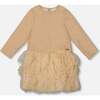 Glittering Mesh Skirt Party Dress, Beige - Dresses - 1 - thumbnail