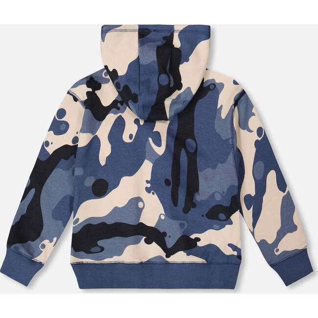 Hooded Fleece Sweatshirt with Crossbody Bag, Blue Camouflage - Sweatshirts - 3