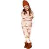 Glittering French Terry Sweatpants, Beige Teddy Bear Print - Sweatpants - 2