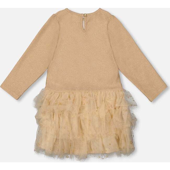 Glittering Mesh Skirt Party Dress, Beige - Dresses - 2