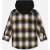 Hooded Polar Fleece Overshirt with Hood, Black and Brown Plaid - Sweatshirts - 3
