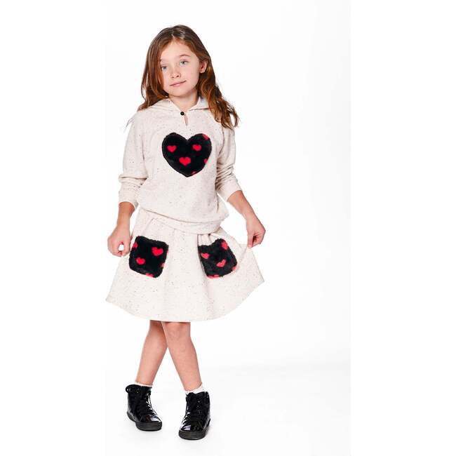 Glittering French Terry Skirt, Beige and Black - Skirts - 2