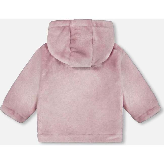 Hooded Zip Plush Jacket, Neutral Purple - Jackets - 3