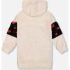Hooded Glittering French Terry Dress Beige with Heart Bag, Beige and Black - Dresses - 3
