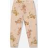 Glittering French Terry Sweatpants, Beige Teddy Bear Print - Sweatpants - 3