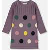 Jacquard Sweater Dress with Polka Dot Pattern, Purple Gray - Dresses - 1 - thumbnail
