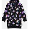 Hooded Fleece Dress with Trompe-L’Œil Bag Detail, Black and Multicolor - Dresses - 3