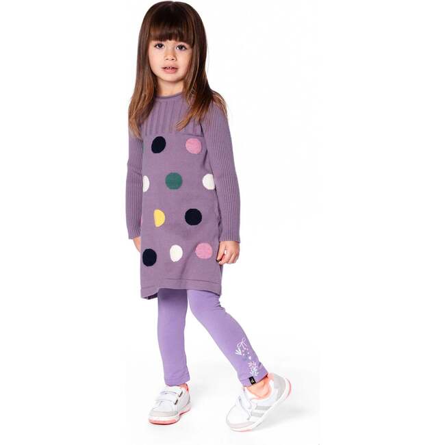 Jacquard Sweater Dress with Polka Dot Pattern, Purple Gray - Dresses - 2