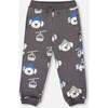 Fleece Sweatpants, Gray Dog Print - Sweatpants - 1 - thumbnail