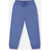 Fleece Sweatpants with Articulated Knees, Blue - Sweatpants - 1 - thumbnail