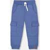 Fleece Sweatpants with Cargo Pockets, Blue - Sweatpants - 1 - thumbnail