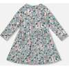 Half Button Organic Cotton Dress, Blue Llama Print - Dresses - 3