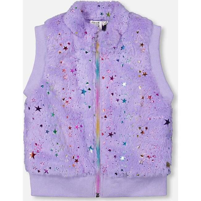 Faux Fur Zipped Vest, Lavender
