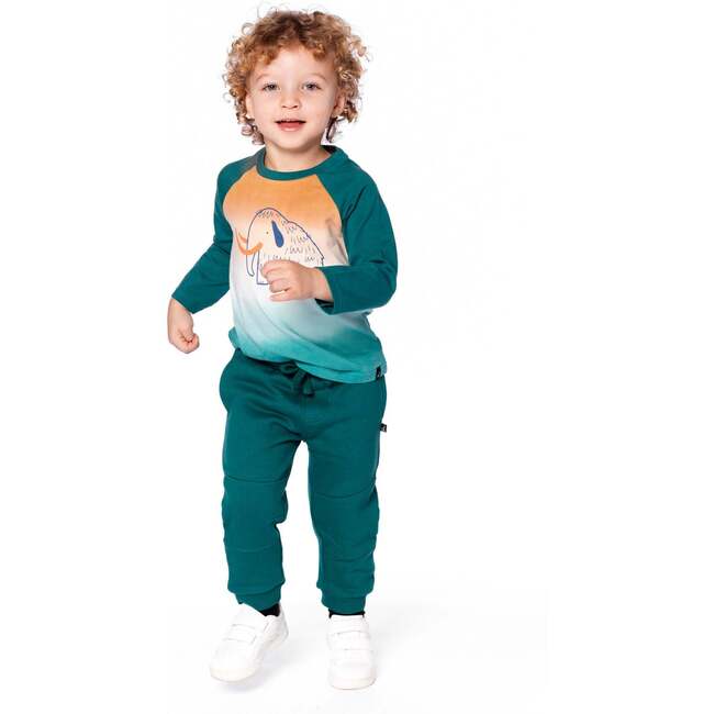 Fleece Sweatpants with Articulated Knees, Forest Green - Sweatpants - 2