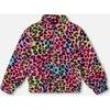 Faux Fur Zipped Jacket Multicolor Leopard, Black and Multicolor - Jackets - 1 - thumbnail