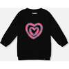 Fleece Jacquard Tunic with Heart Applique, Black - Tank Tops - 1 - thumbnail