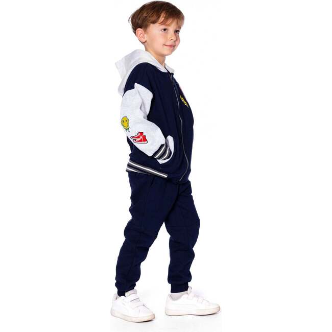 Fleece Sweatpants with Pockets, Navy Blue - Sweatpants - 2
