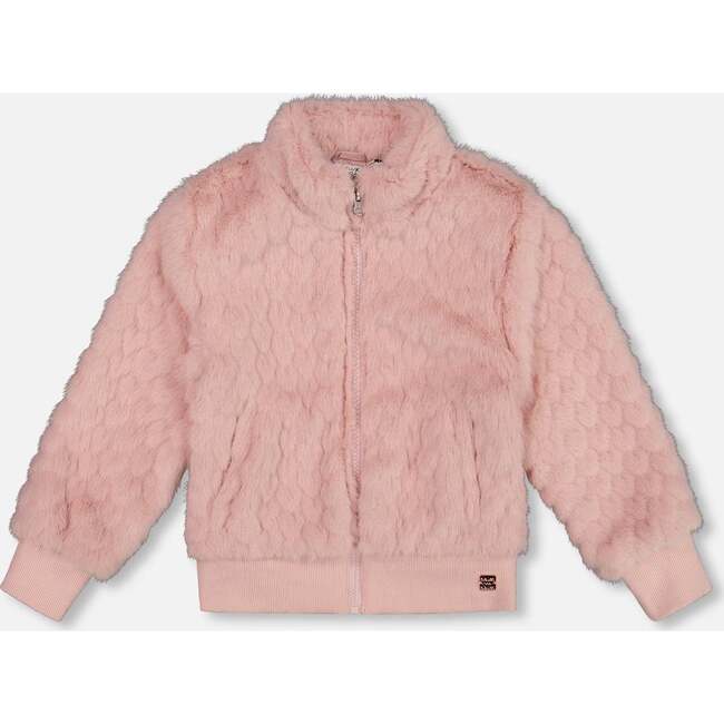 Faux Fur Jacquard Jacket, Dusty Pink