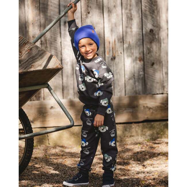 Fleece Sweatpants, Gray Dog Print - Sweatpants - 2