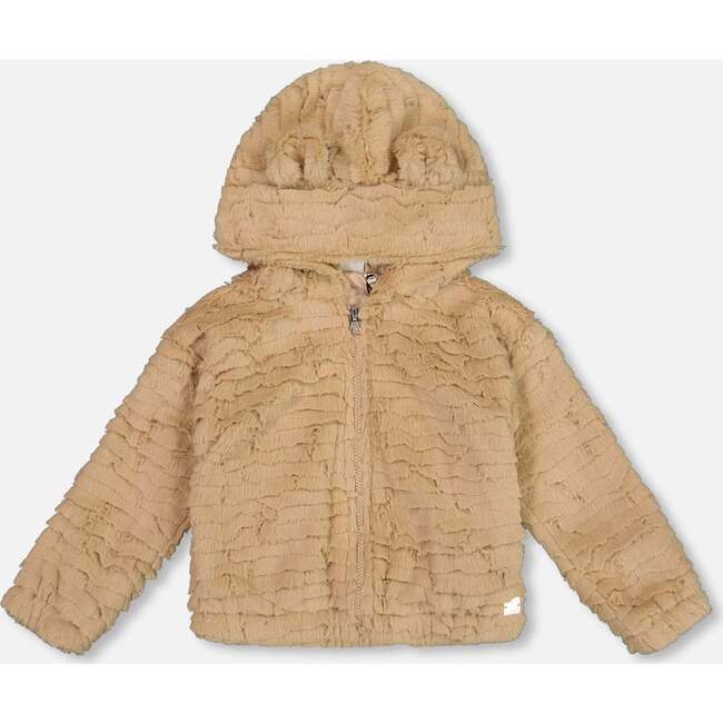 Faux Fur Hooded Jacket, Nougat