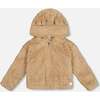 Faux Fur Hooded Jacket, Nougat - Jackets - 1 - thumbnail