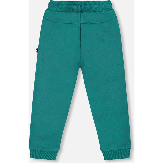 Fleece Sweatpants with Articulated Knees, Forest Green - Sweatpants - 3