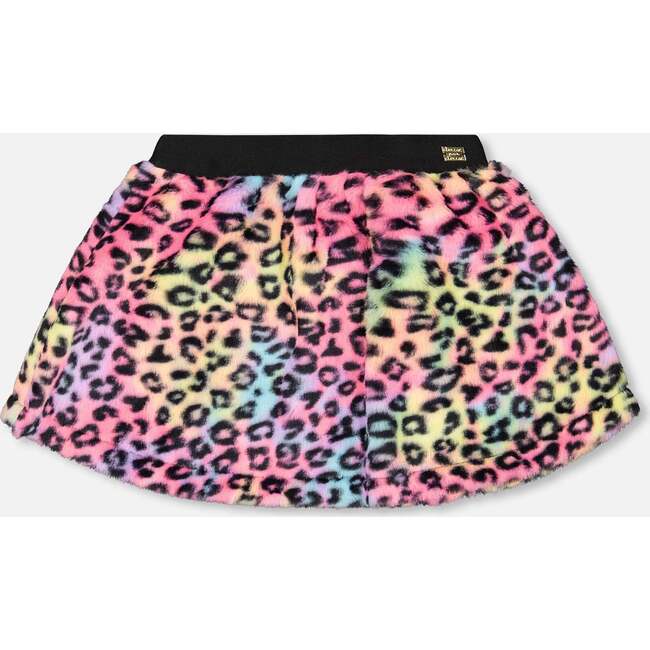 Faux Fur Skirt Multicolor Leopard, Black and Multicolor