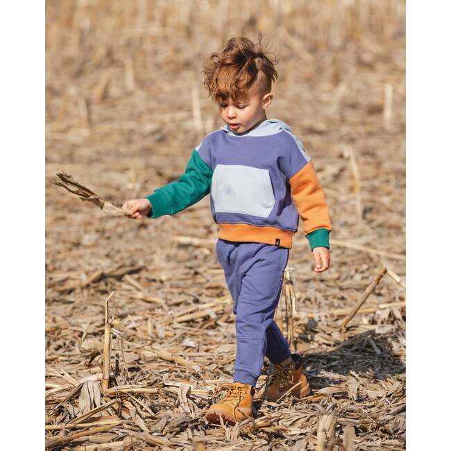 Fleece Sweatpants with Articulated Knees, Blue - Sweatpants - 2