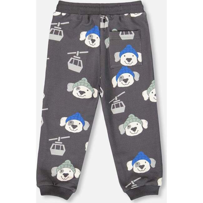 Fleece Sweatpants, Gray Dog Print - Sweatpants - 3