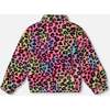 Faux Fur Zipped Jacket Multicolor Leopard, Black and Multicolor - Jackets - 3