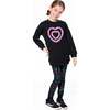 Fleece Jacquard Tunic with Heart Applique, Black - Tank Tops - 2
