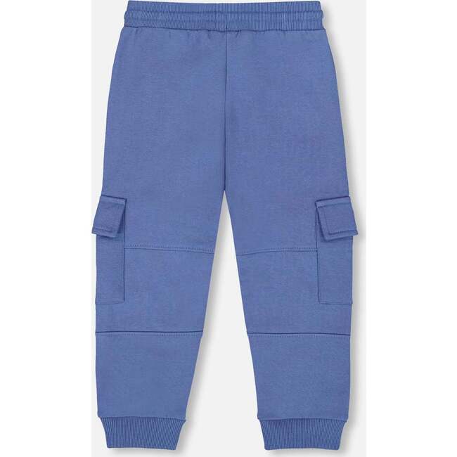 Fleece Sweatpants with Cargo Pockets, Blue - Sweatpants - 3