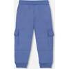 Fleece Sweatpants with Cargo Pockets, Blue - Sweatpants - 3