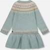 Jacquard Sweater Dress with Ribbed Skirt, Jade Green - Dresses - 3