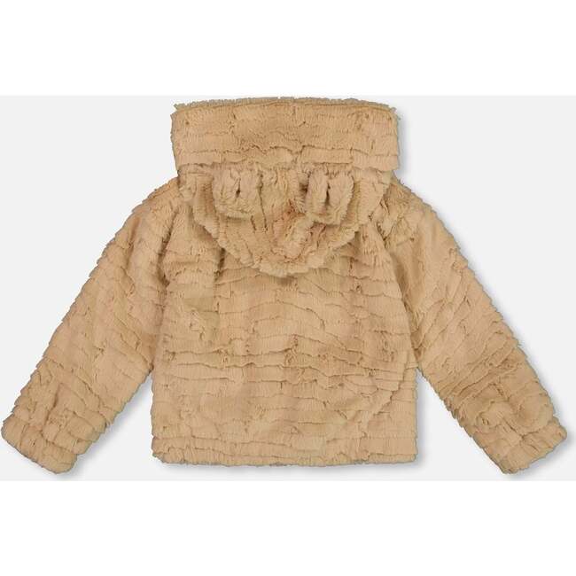 Faux Fur Hooded Jacket, Nougat - Jackets - 3