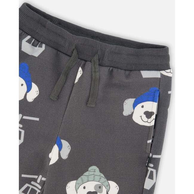 Fleece Sweatpants, Gray Dog Print - Sweatpants - 4