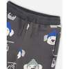 Fleece Sweatpants, Gray Dog Print - Sweatpants - 4