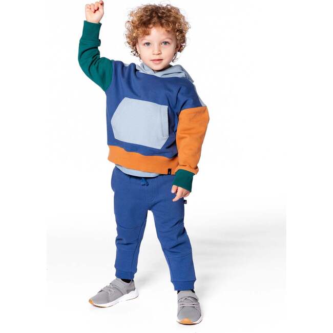 Fleece Sweatpants with Articulated Knees, Blue - Sweatpants - 3