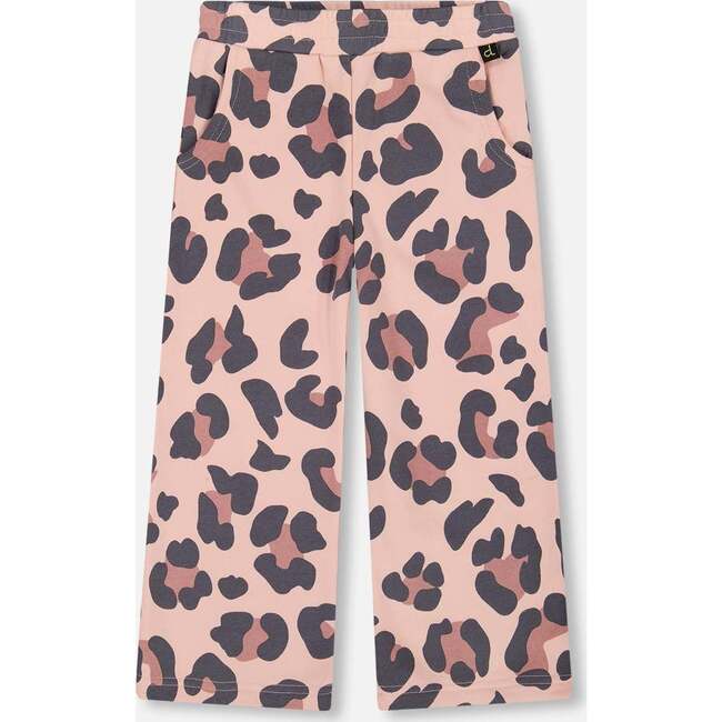 French Terry Wide Leg Sweatpants, Pink Leopard