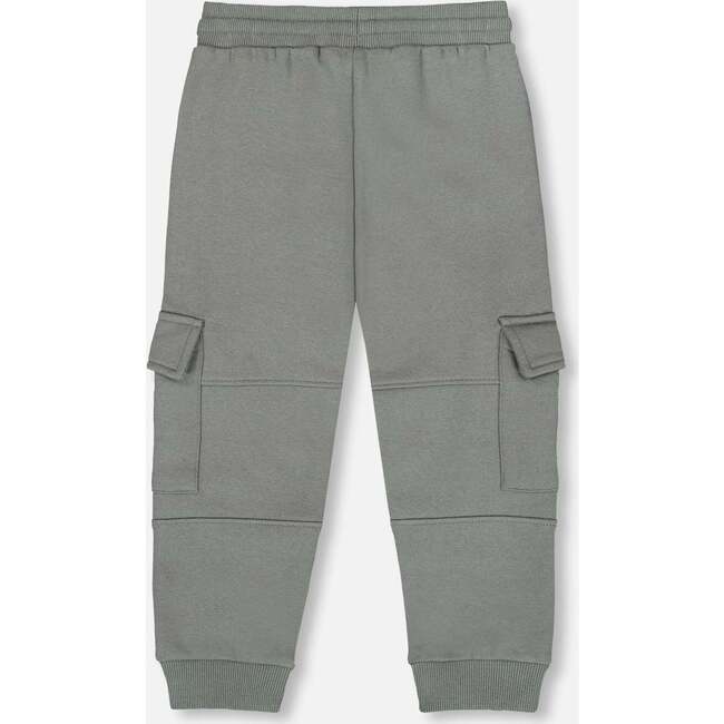 Fleece Sweatpants with Cargo Pockets Gray Green, Green Gray - Sweatpants - 3